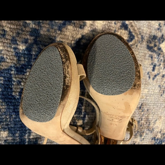 Jimmy Choo Claudette Glitter Nude Stiletto Heels - Picture 3 of 4